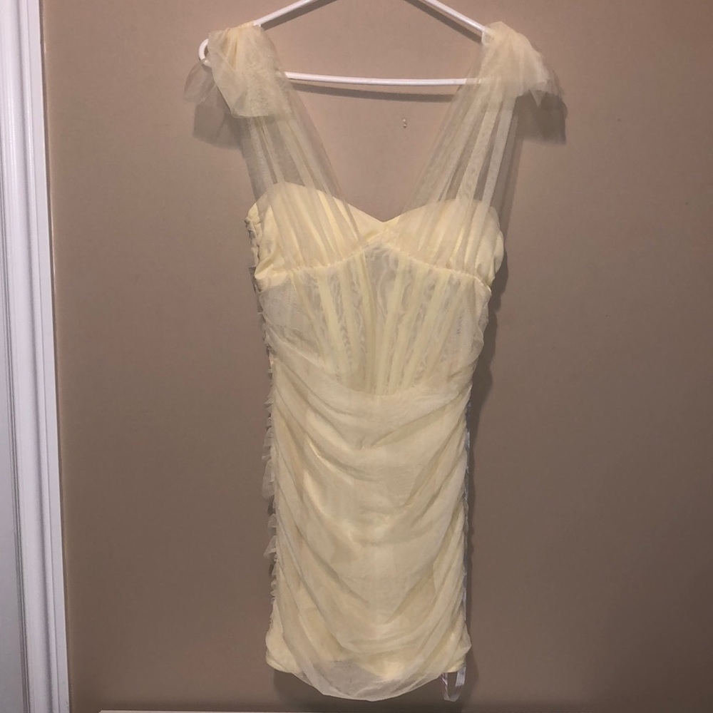 Missguided Tie Shoulder Mesh Corset Mini Dress